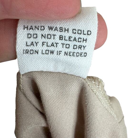 E & M Tan 100% Rayon Full Zip Snaps Lightweight Jacket Pockets Size S - Picture 8 of 9